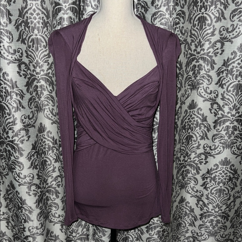 Moda International Purple Wrap Long Sleeve Top
